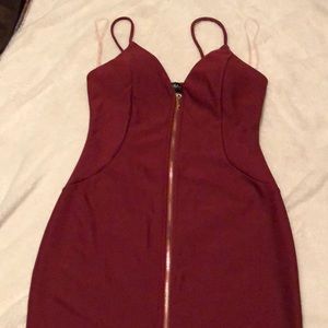 Zip front mini dress.